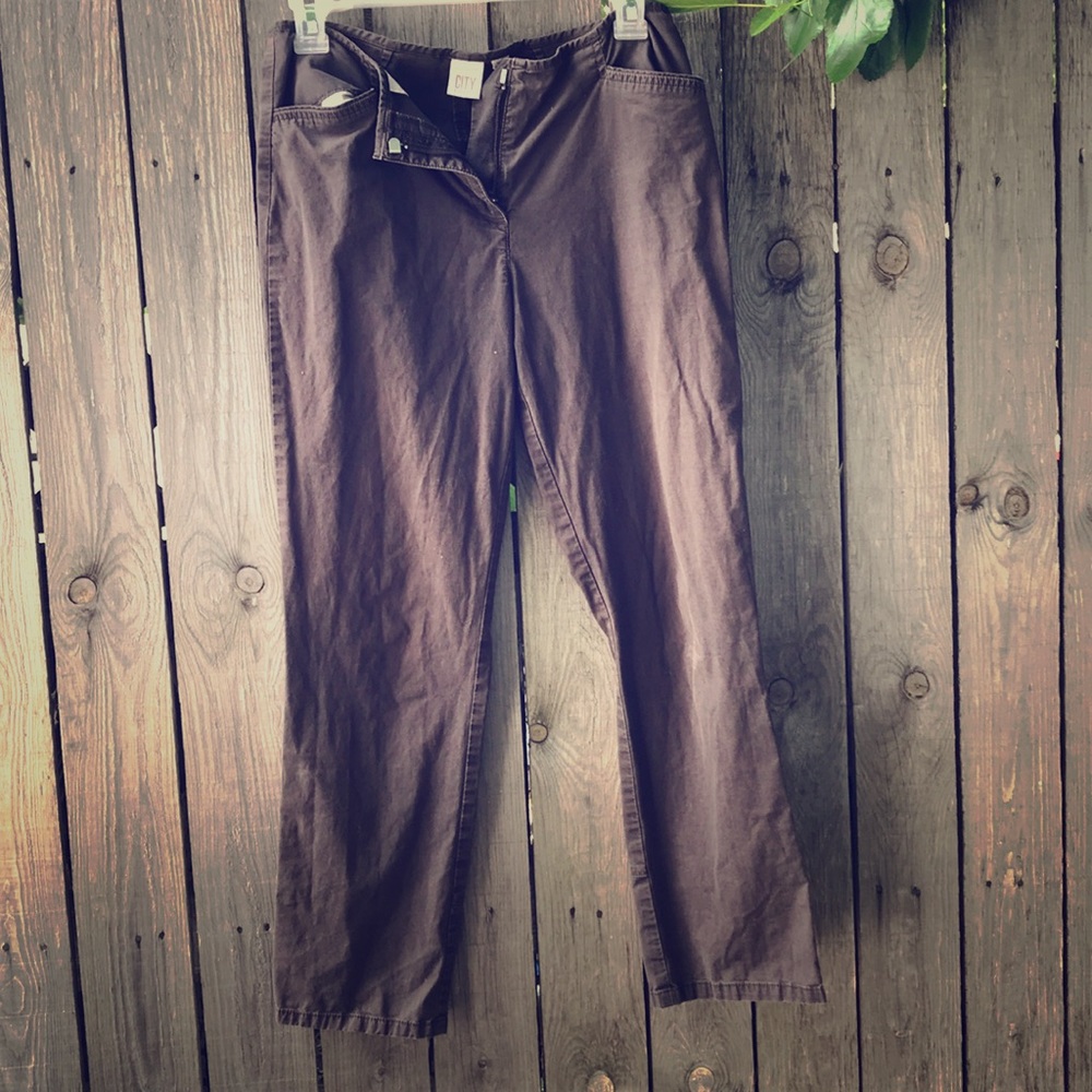 DKNY brown skinny crop pants